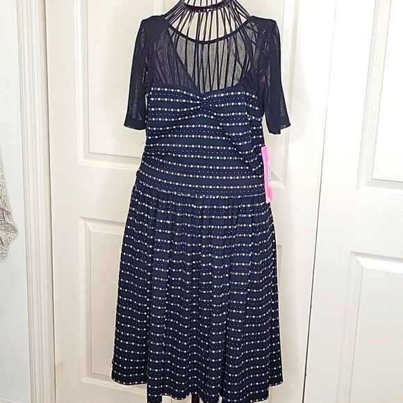 Betsy Johnson Black Knit and Sheer Dress Size 10 NWT - Picture 2 of 8